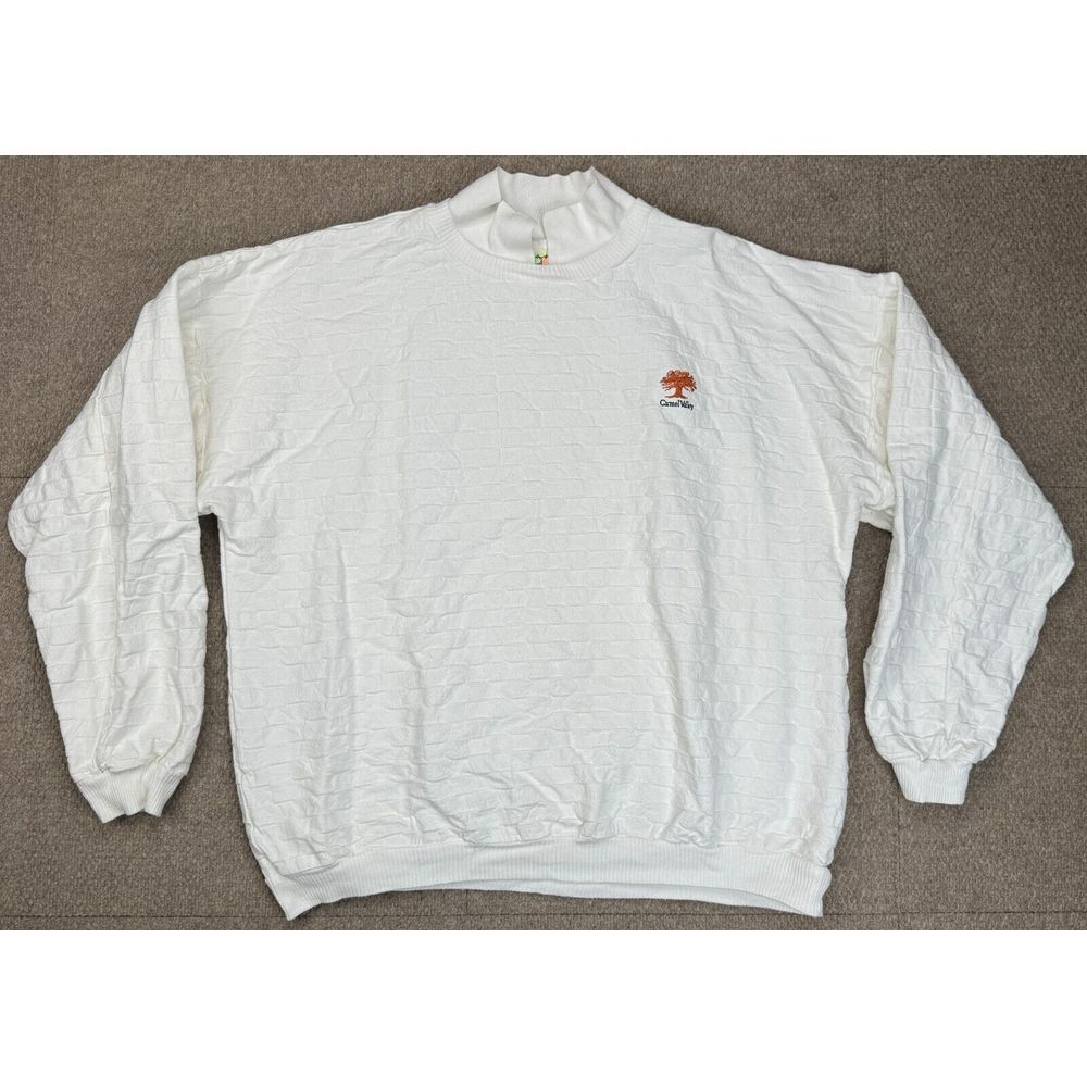 WEK Carmel Valley Vintage White‎ Embroidered Men's Long Sleeve Sweater Size 3